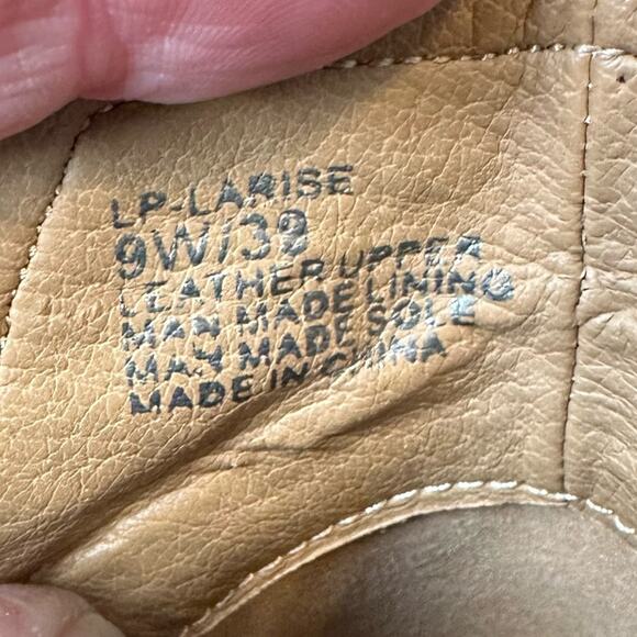 Lucky Brand Larise Leather Open Toe Perforated Bootie Tan Size 9 Wide - Picture 11 of 11